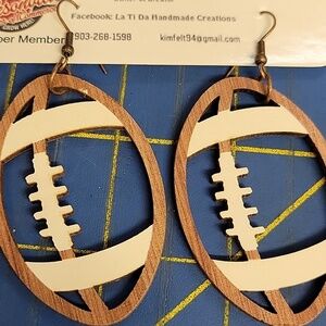 Football Wood 2.25" Earrings